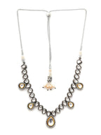 Dual Tone Kundan Neckpiece (silver) - Ruby Raang | Grocsy