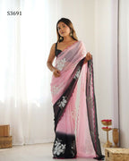 Georgette Pedding Color, Embroidery Work Party Wear Pink Saree - Erisha | Grocsy