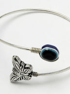 NVR Women Oxidised Rhodium-Plated Evil Eye Kada Bracelet