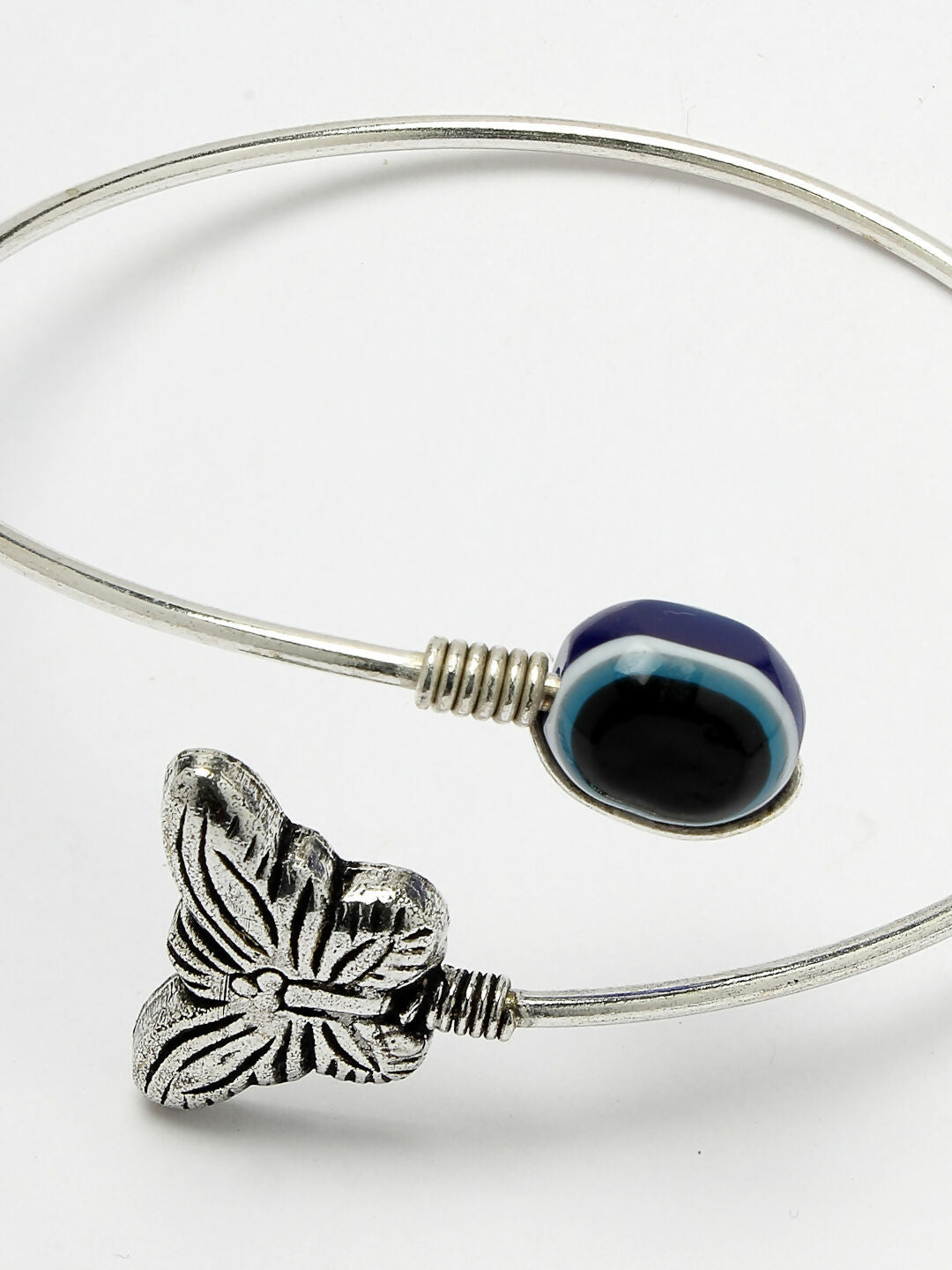NVR Women Oxidised Rhodium-Plated Evil Eye Kada Bracelet