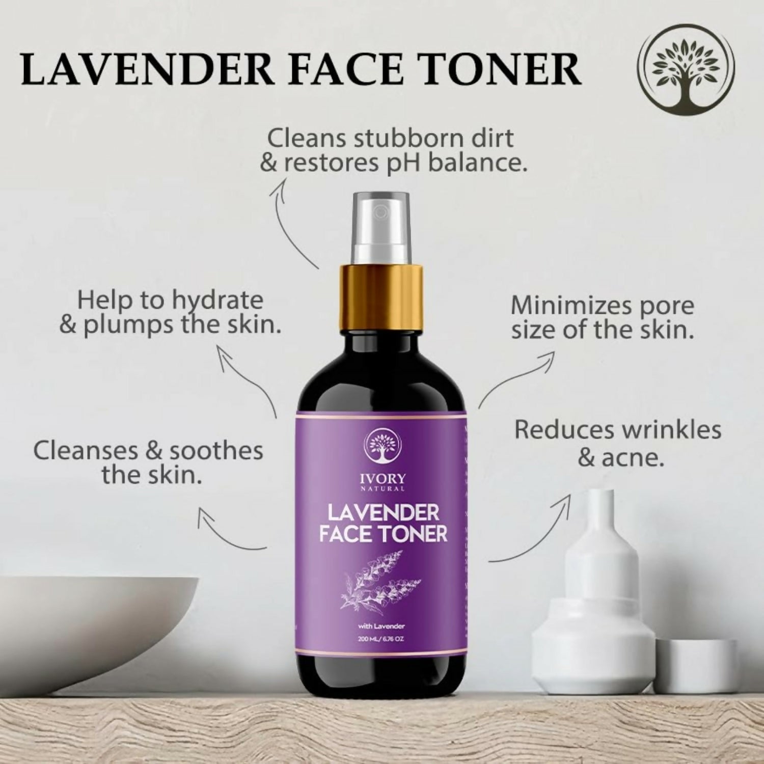 Ivory Natural Lavender Facial Toner For Acne, Even Skin Tone | Grocsy