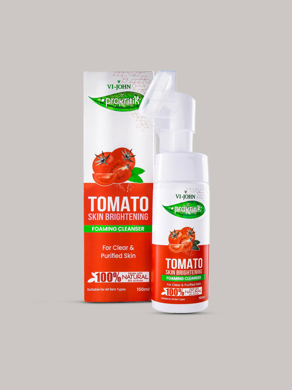 VI-JOHN Prakritik Tomato Skin Brightening geling For Detans,100% Natural Bio Actives Face Wash | Grocsy