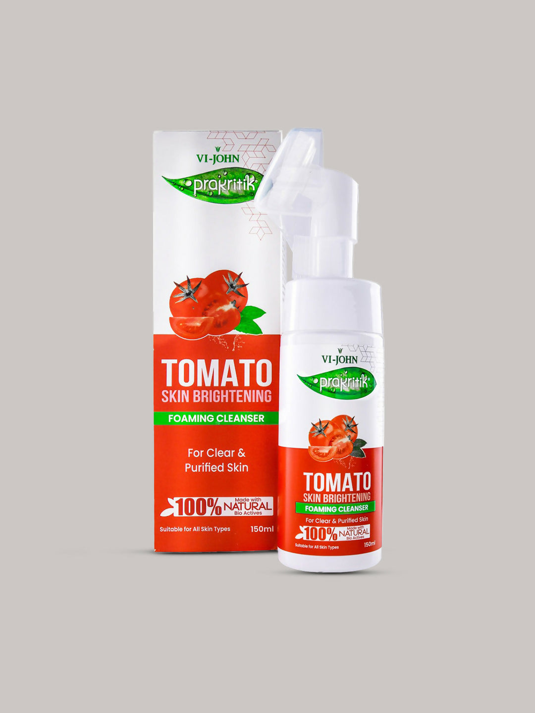 VI-JOHN Prakritik Tomato Skin Brightening geling For Detans,100% Natural Bio Actives Face Wash | Grocsy