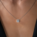 Cauer Elegant 14K White Gold Plated Moissanite Pendant Necklace | Grocsy