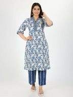Aramya Off White Soft Cotton Floral Print Straight Kurta Set for Women | Grocsy
