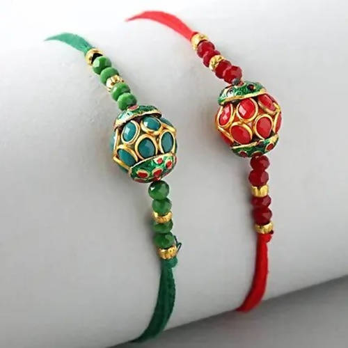 Premium Beads Ethnic Rakhi Set & Cadbury Silk Chocolates | Grocsy