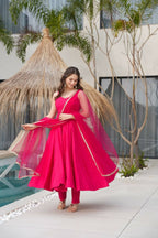 Teeya Creation Pink Color Pure Roman Silk Mirror Lace Party Wear Gown | Grocsy