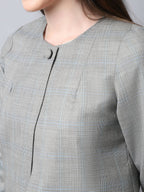 Even Apparels Grey Polywool Open Front Statement Women's Jacket (BF662) | Grocsy