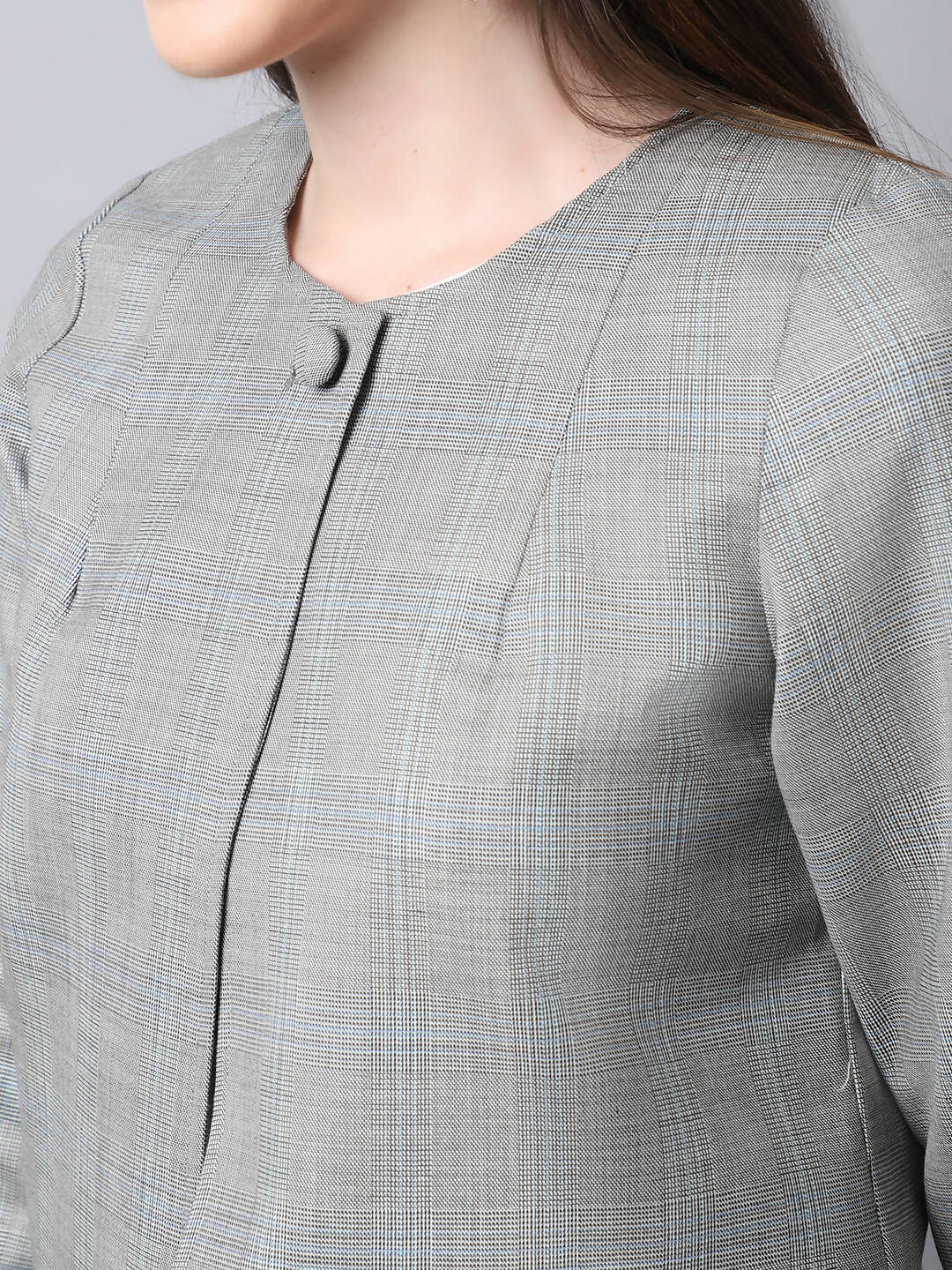 Even Apparels Grey Polywool Open Front Statement Women's Jacket (BF662) | Grocsy