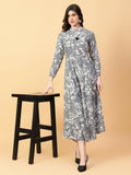 Joban Fashion Grey Cotton Printed & Hand Work Dress | Grocsy