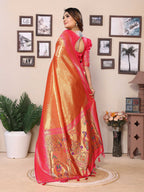 Aastha Fashion Orange Tissue Silk Weaving Saree | Grocsy