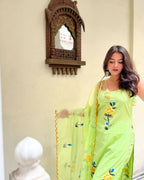 The52 Lemons Women's Gorgeous Printed Viscose Fabric Straight Kurta Pant with Dupatta Set | Grocsy