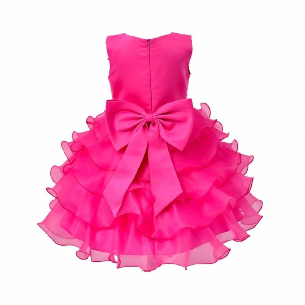 Asmaani Baby Girl's Pink Color Satin Knee Length Frock (AS-dress-22069) | Grocsy