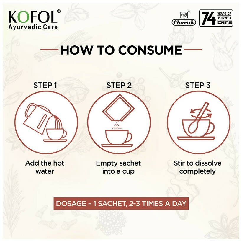 Charak Pharma Kofol Ayurvedic Sip Instant Kadha Sachet | Grocsy