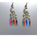 MS Fashion India Latest Fashion Peacock Silver Oxidized Earrings With Hanging Pearls | Grocsy