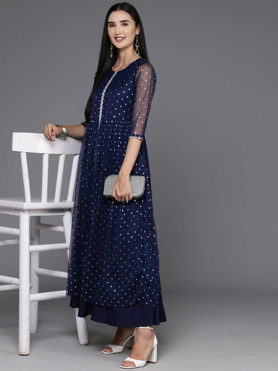 Ahalyaa Women's Traditional wear Ethnic Dress - Navy Blue | Grocsy
