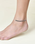 Jewels Nest Elegant Silver-Plated Black Bead Anklet – Traditional & Trendy | Grocsy