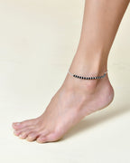 Jewels Nest Elegant Silver-Plated Black Bead Anklet – Traditional & Trendy | Grocsy