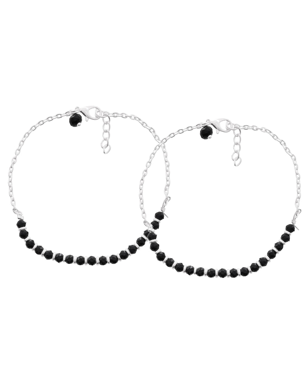 Jewels Nest Elegant Silver-Plated Black Bead Anklet – Traditional & Trendy | Grocsy