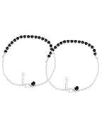 Jewels Nest Elegant Silver-Plated Black Bead Anklet – Traditional & Trendy | Grocsy