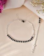 Jewels Nest Elegant Silver-Plated Black Bead Anklet – Traditional & Trendy | Grocsy