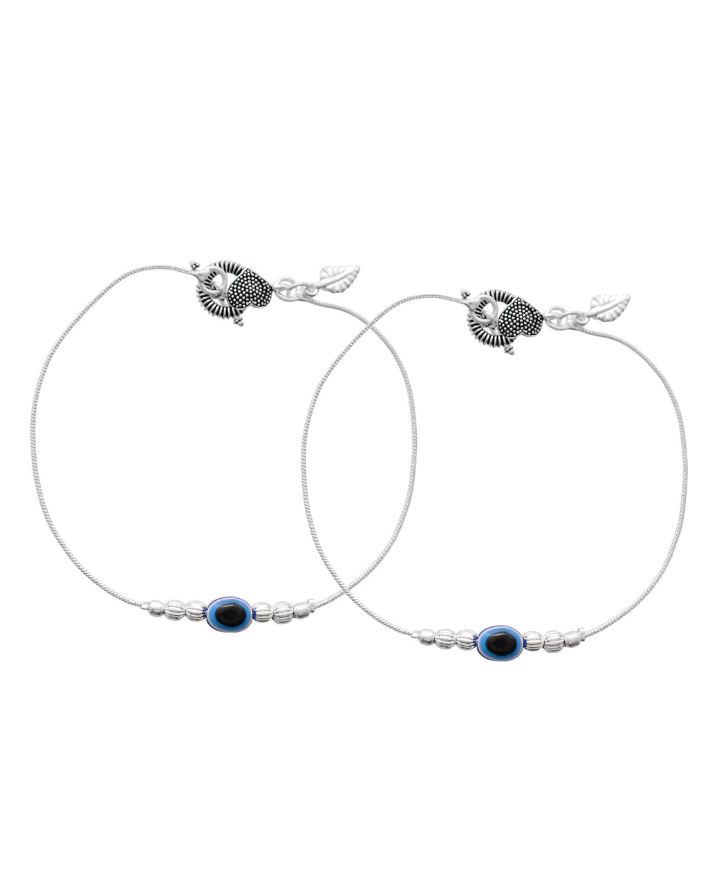 Jewels Nest Oxidized Silver Heart Charm Anklet – Boho & Traditional | Grocsy