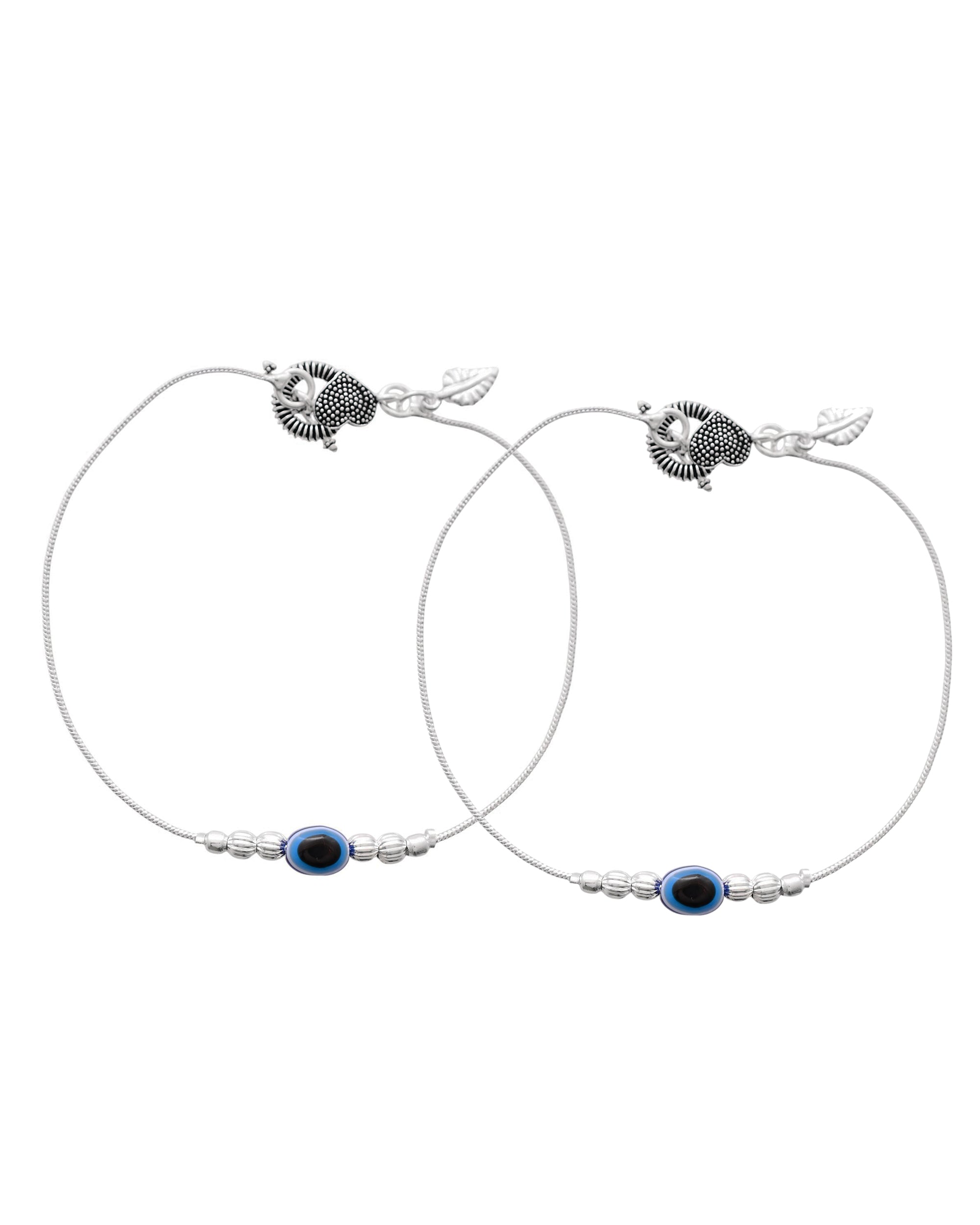 Jewels Nest Oxidized Silver Heart Charm Anklet – Boho & Traditional | Grocsy
