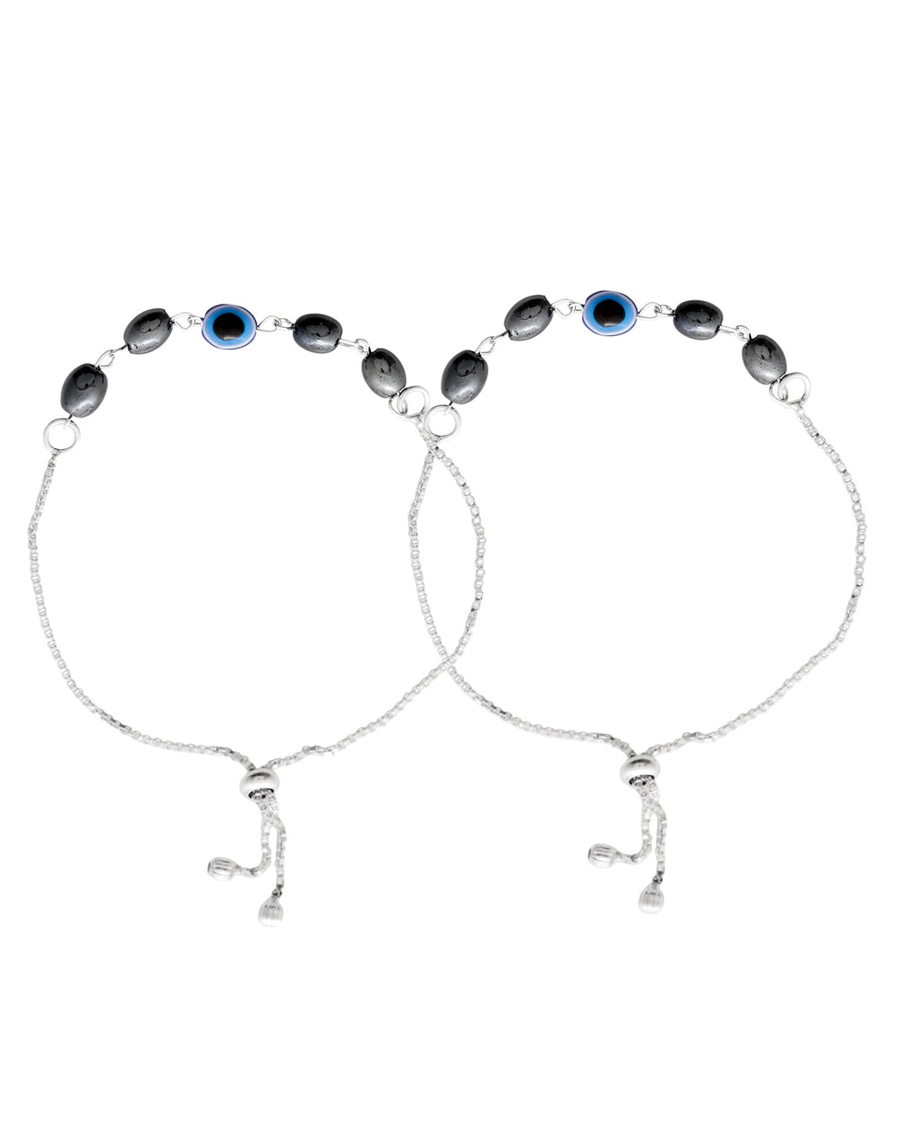 Jewels Nest Stylish Oxidized Silver & Blue Beaded Anklet – Elegant & Trendy | Grocsy