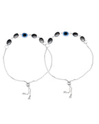 Jewels Nest Stylish Oxidized Silver & Blue Beaded Anklet – Elegant & Trendy | Grocsy