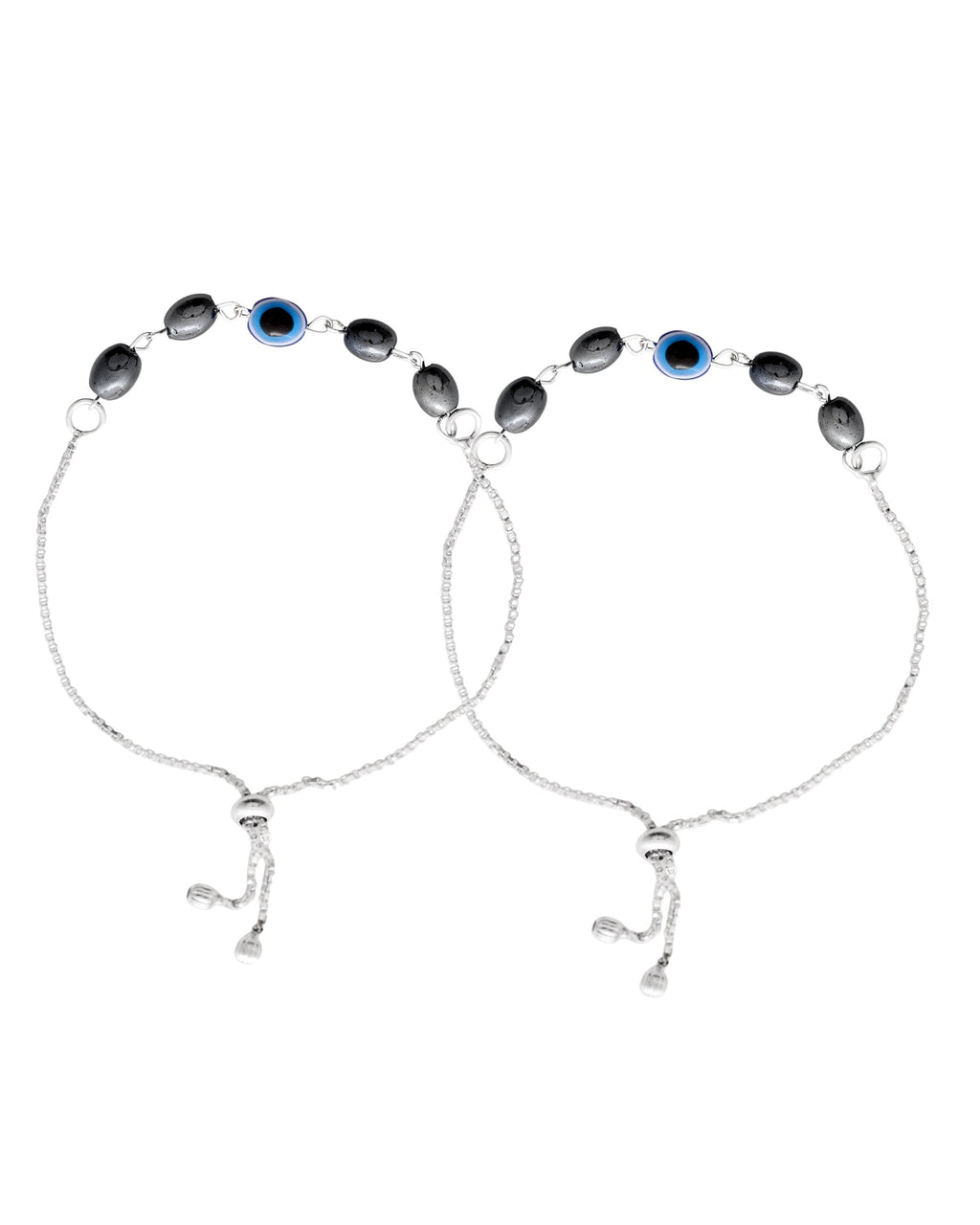 Jewels Nest Stylish Oxidized Silver & Blue Beaded Anklet – Elegant & Trendy | Grocsy
