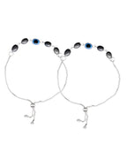 Jewels Nest Stylish Oxidized Silver & Blue Beaded Anklet – Elegant & Trendy | Grocsy