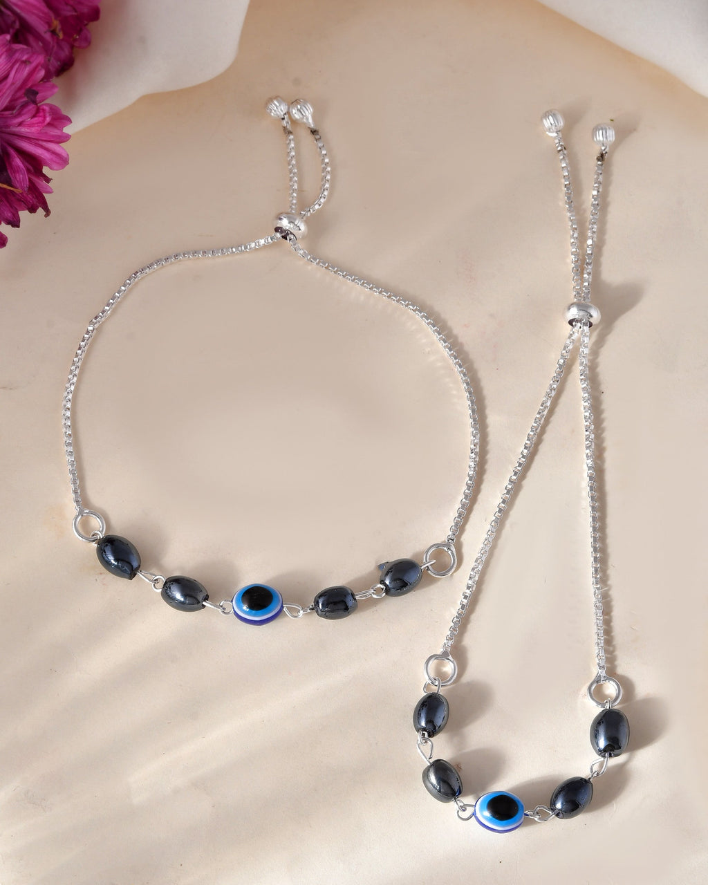 Jewels Nest Stylish Oxidized Silver & Blue Beaded Anklet – Elegant & Trendy | Grocsy