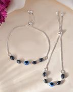 Jewels Nest Stylish Oxidized Silver & Blue Beaded Anklet – Elegant & Trendy | Grocsy