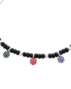 Jewels Nest Traditional Silver-Plated Black Beaded Anklet with Floral Charms | Grocsy