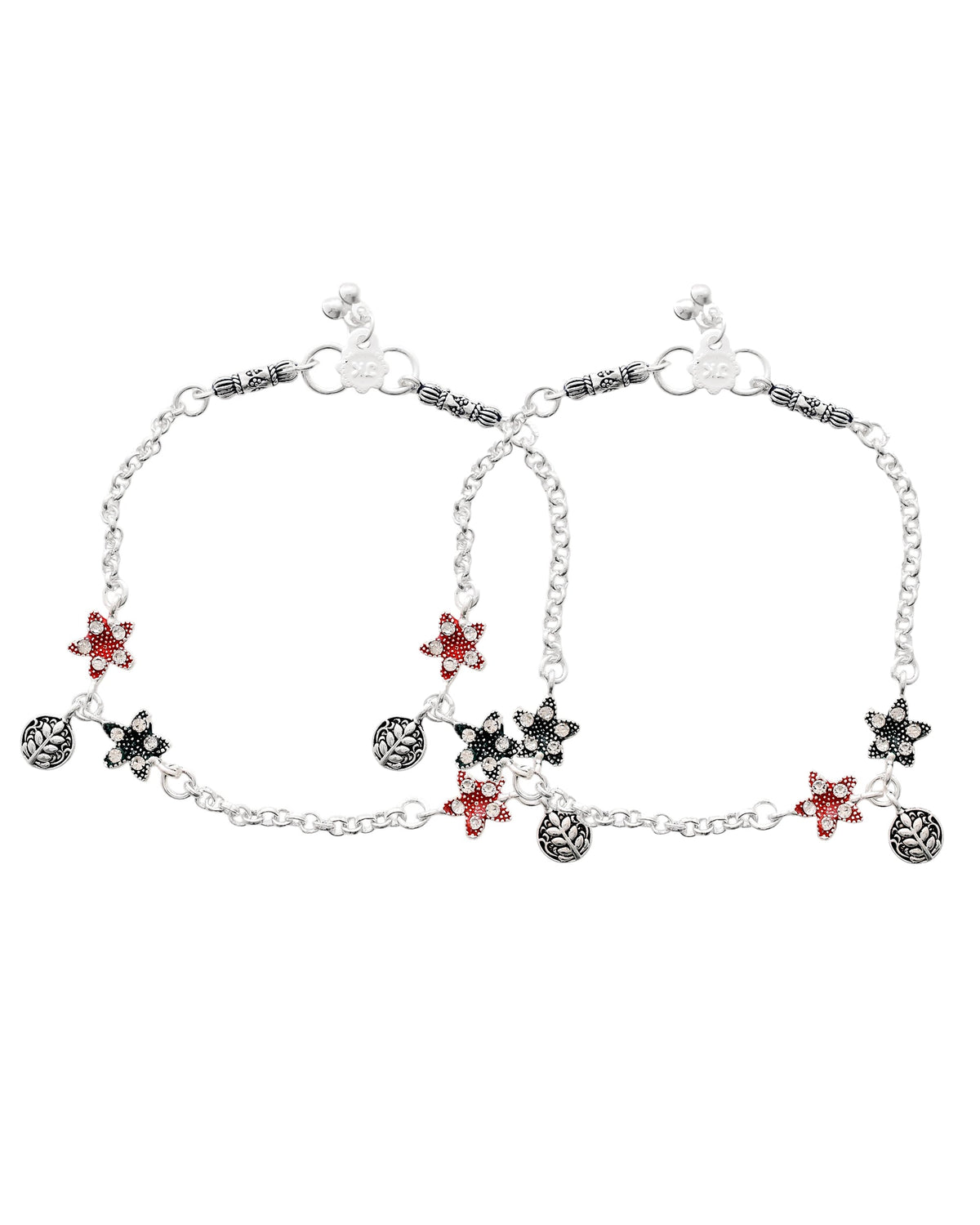 Jewels Nest Elegant Silver-Plated Star Charm Chain Anklet | Grocsy