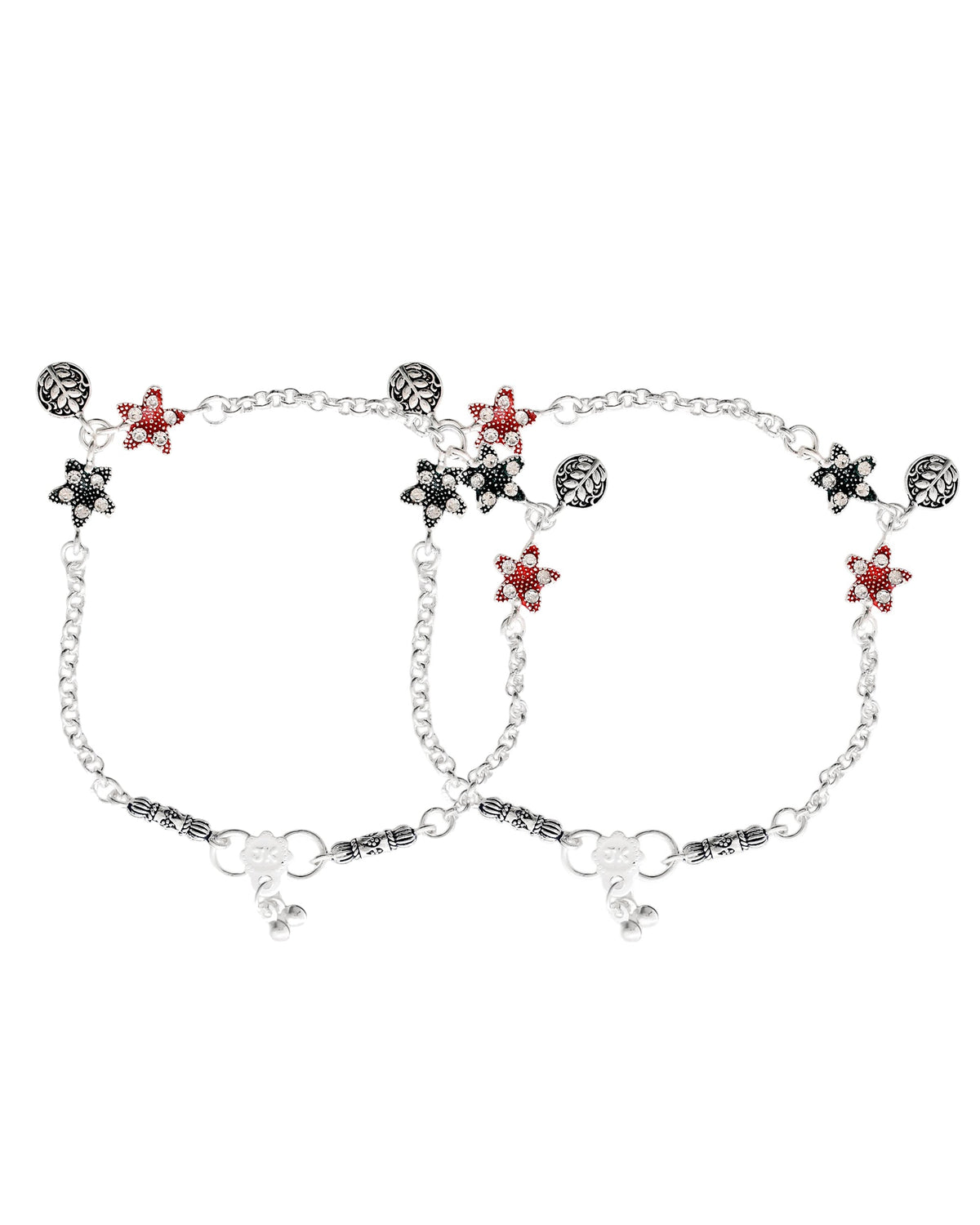 Jewels Nest Elegant Silver-Plated Star Charm Chain Anklet | Grocsy