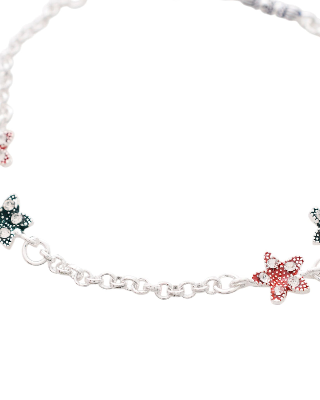Jewels Nest Elegant Silver-Plated Star Charm Chain Anklet | Grocsy