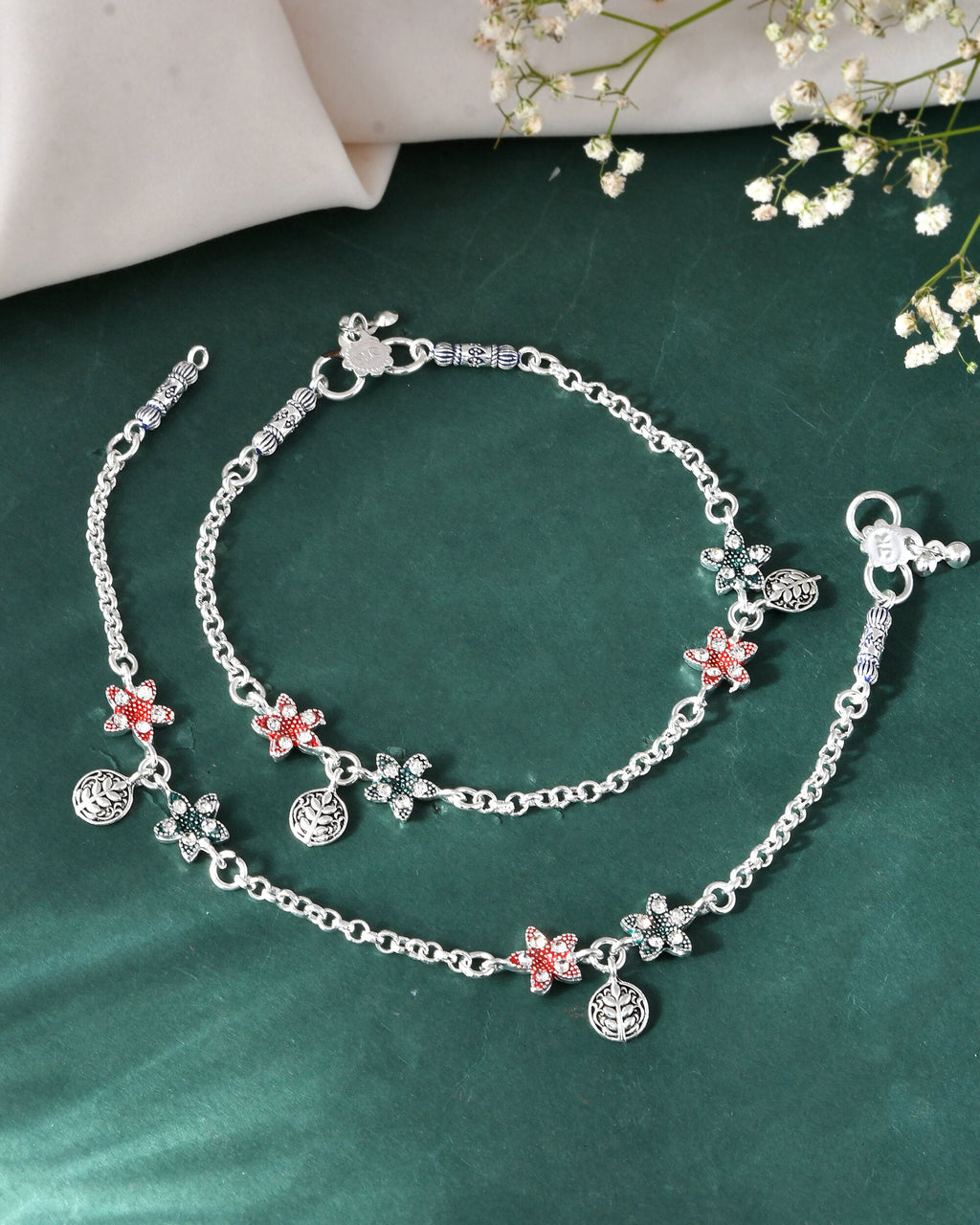 Jewels Nest Elegant Silver-Plated Star Charm Chain Anklet | Grocsy