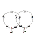 Jewels Nest Elegant Silver-Plated Oxidized Floral Charm Ankle | Grocsy