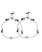 Jewels Nest Elegant Silver-Plated Oxidized Floral Charm Ankle | Grocsy