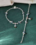 Jewels Nest Elegant Silver-Plated Oxidized Floral Charm Ankle | Grocsy