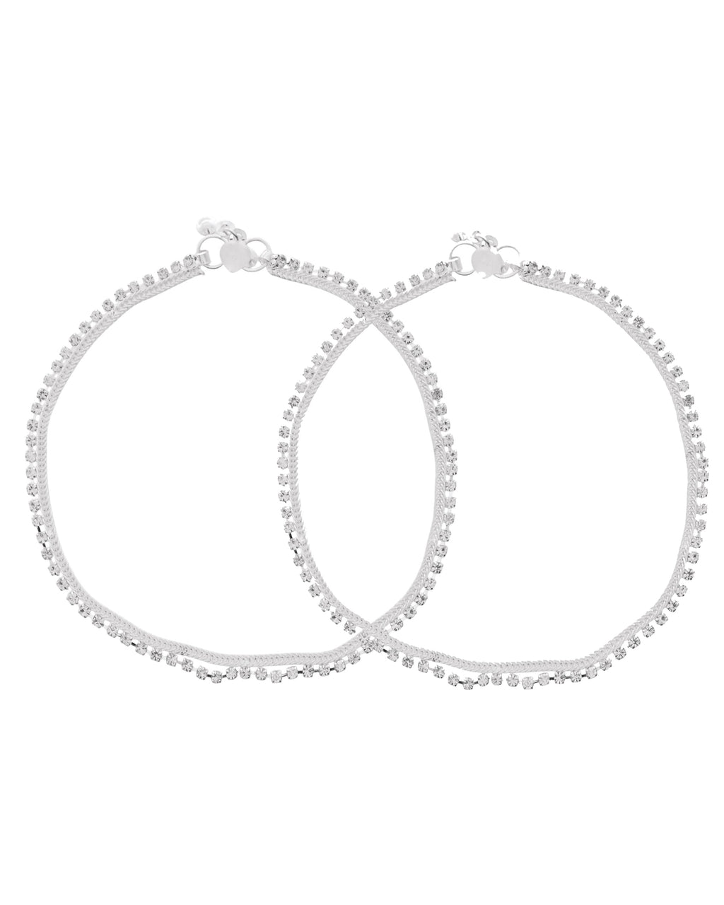 Jewels Nest Elegant Silver-Plated Rhinestone Anklet | Grocsy