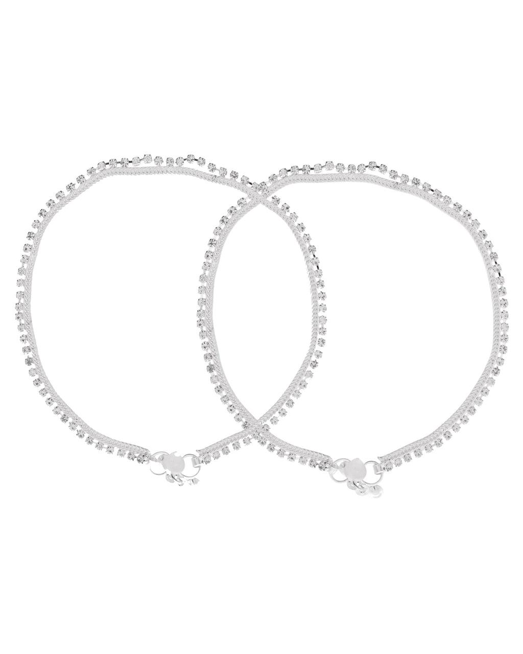 Jewels Nest Elegant Silver-Plated Rhinestone Anklet | Grocsy