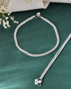 Jewels Nest Elegant Silver-Plated Rhinestone Anklet | Grocsy