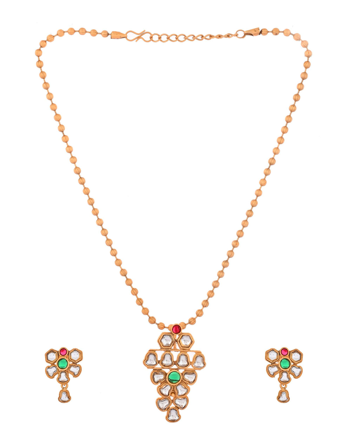Jewels Nest Traditional Kundan Gold-Plated Jewellery Set with Mangalsutra & Earrings