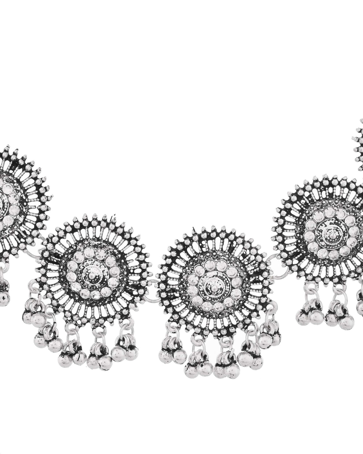 Jewels Nest Boho Inspired Adjustable Necklace with Dome Jhumkas | Grocsy