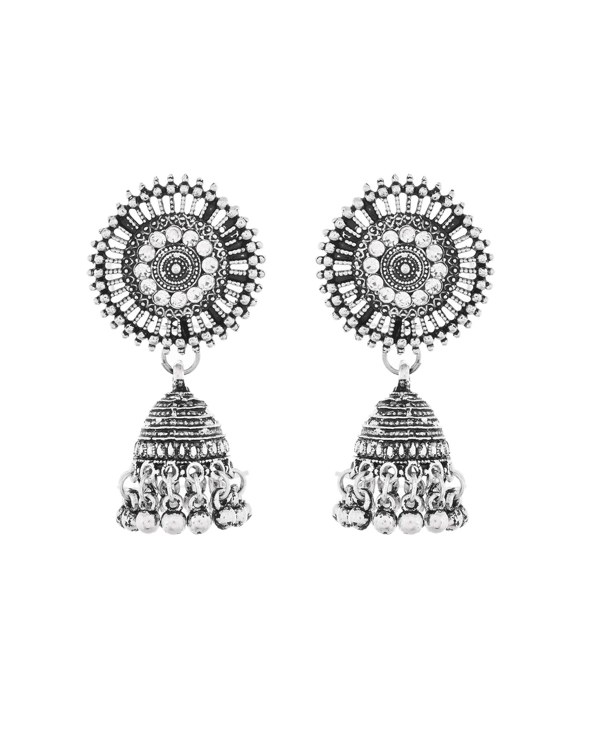 Jewels Nest Boho Inspired Adjustable Necklace with Dome Jhumkas | Grocsy