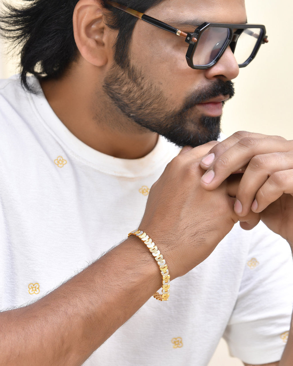 Jewels Nest Stylish Two-Tone Gold-Polished Bracelet
