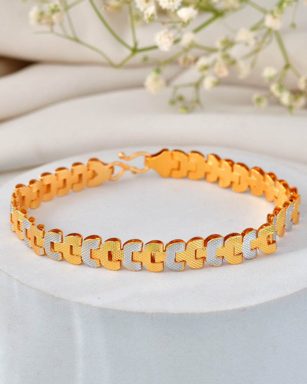 Jewels Nest Stylish Two-Tone Gold-Polished Bracelet
