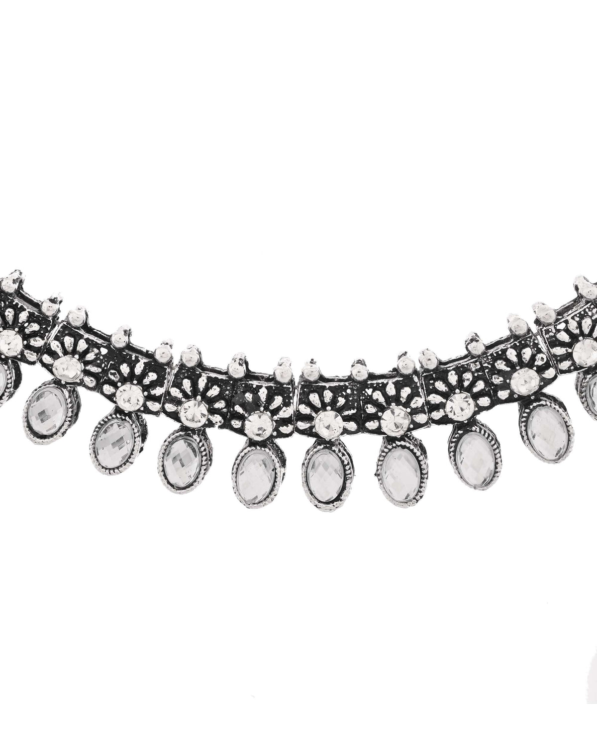 Jewels Nest Antique Finish Adjustable Necklace with Teardrop Motifs